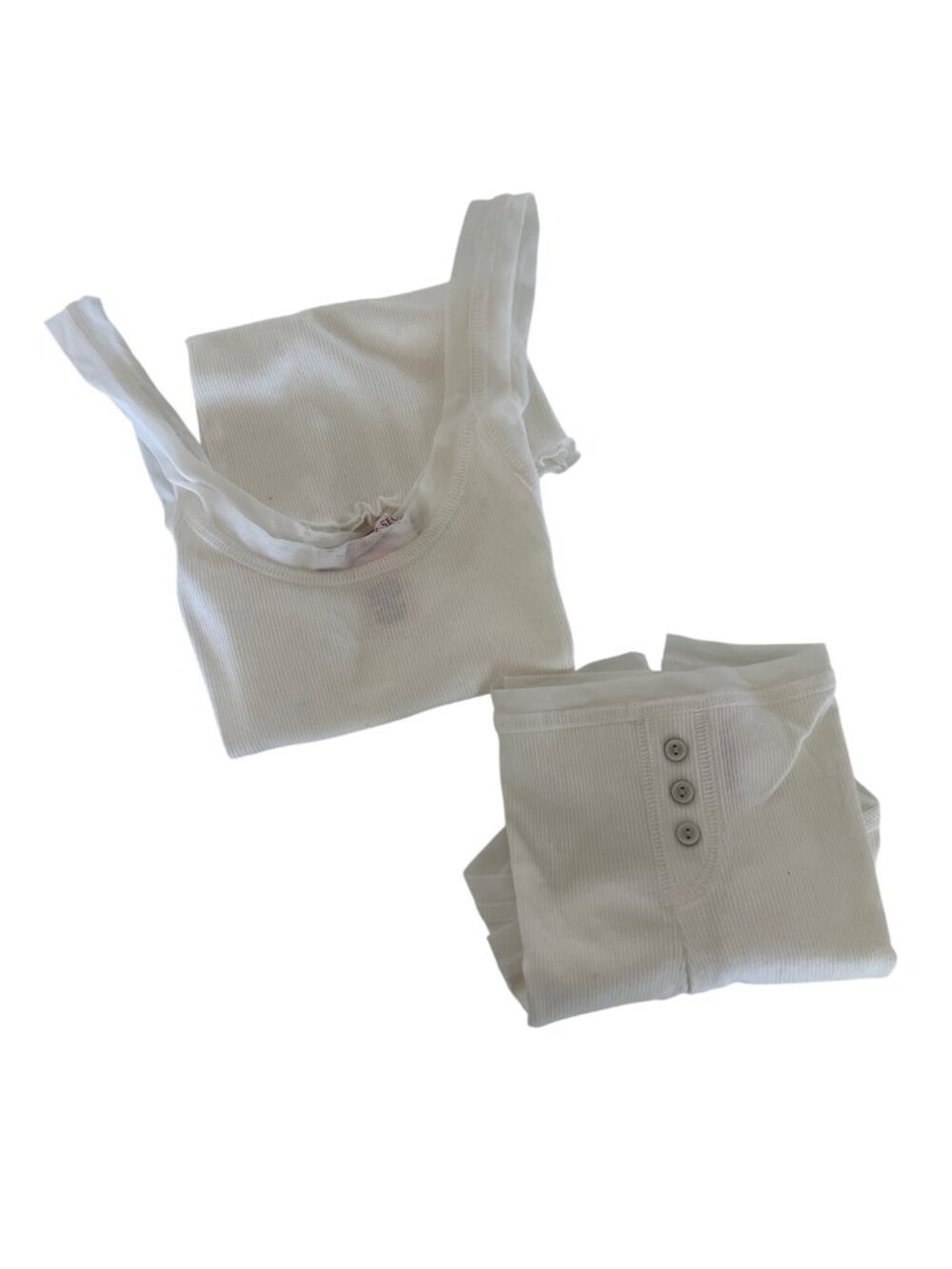 Victorias Secret White Ribbed Sleep Set With Button Detail
